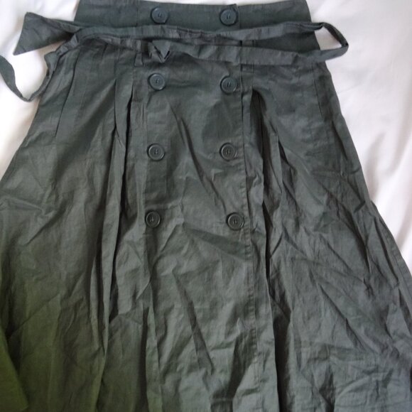 vintage H&M button army green size 4 skirt with belt - Picture 1 of 6
